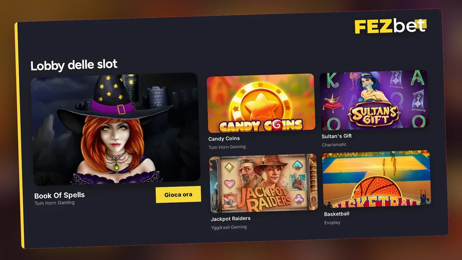 La lobby di Fezbet aperta nel browser di uno smartphone
