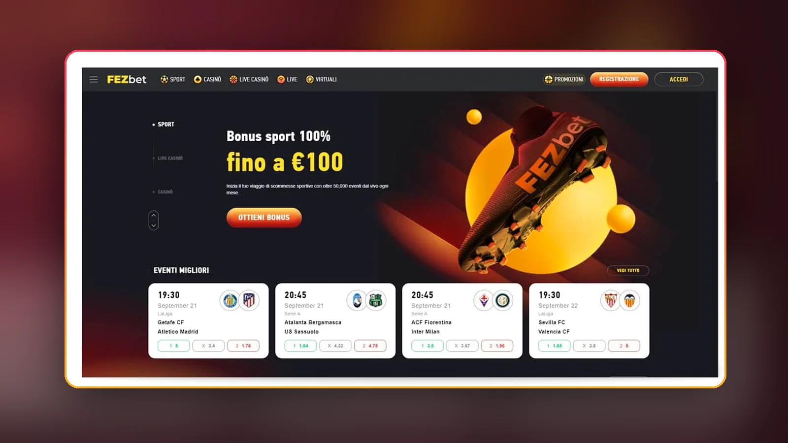 La pagina promozioni di Fezbet con bonus di benvenuto e cashback